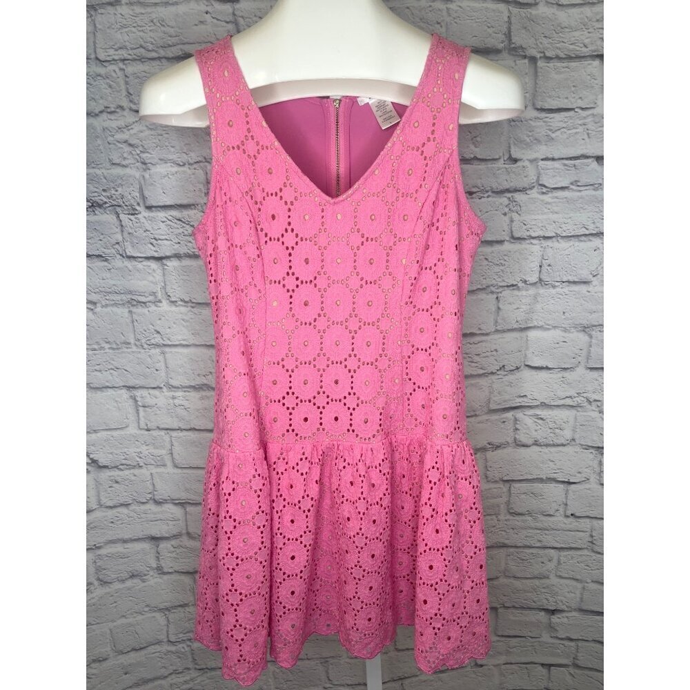 Anthropologie Esley Dress Pink Eyelet Sun Dress Size SMALL